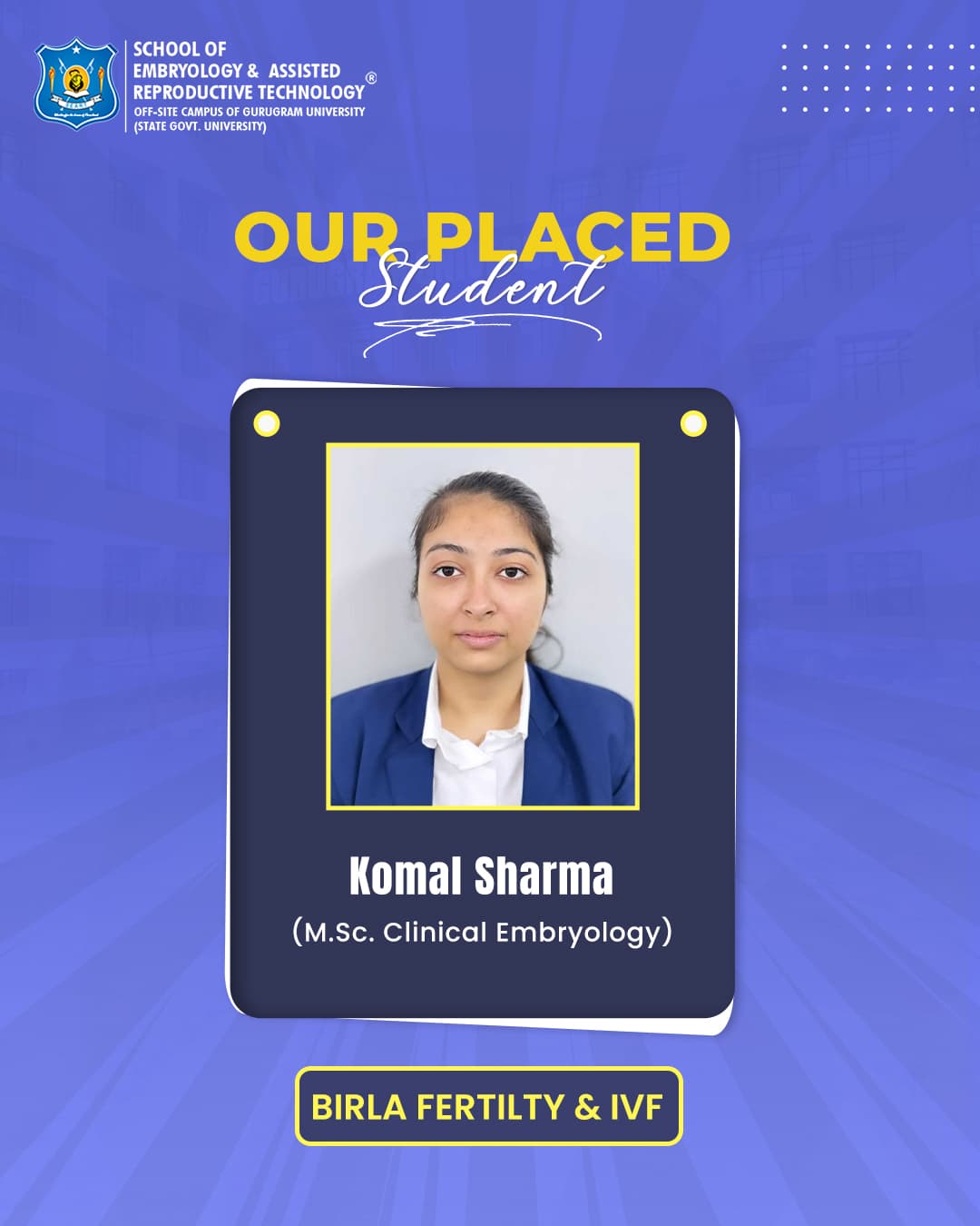 Komal Sharma – SEART placed student