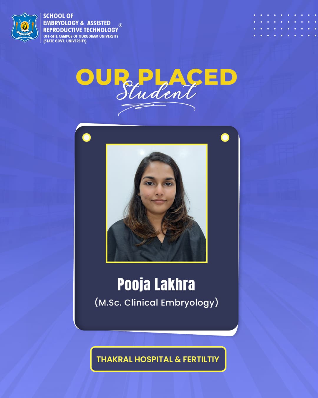 Pooja Lakhra – SEART placed student